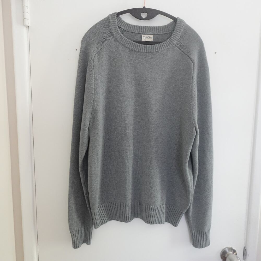 J.Crew Heritage Cotton Crewneck Men's Sweater M Gray Preppy Minimalist Classic